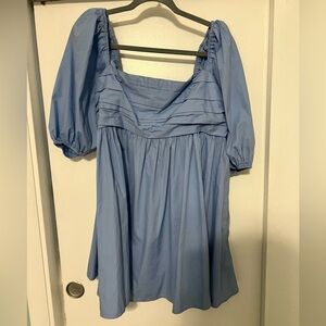 Abercrombie Puff Sleeve Mini Dress in Blue